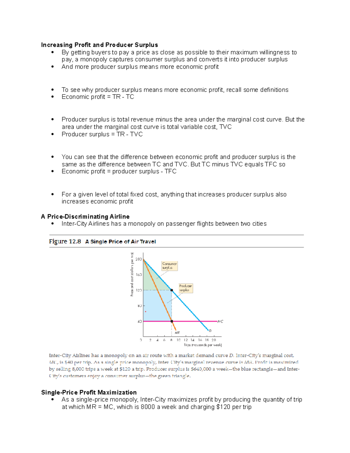 Increasing Profit and Producer Surplus But the area under the