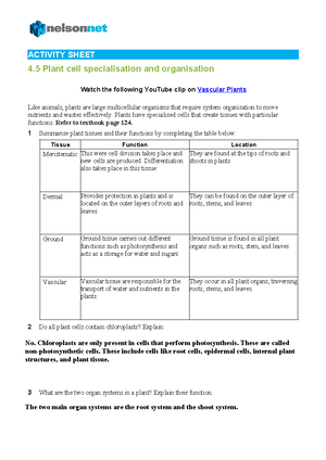 Types of Animal Tissue - Notes - Cengage Learning Australia Pty Ltd ...