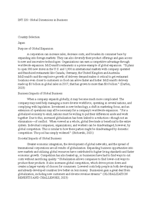 INT 220 6-2 Global Supply Chain Case Study - INT 220 6-2 Assignment ...