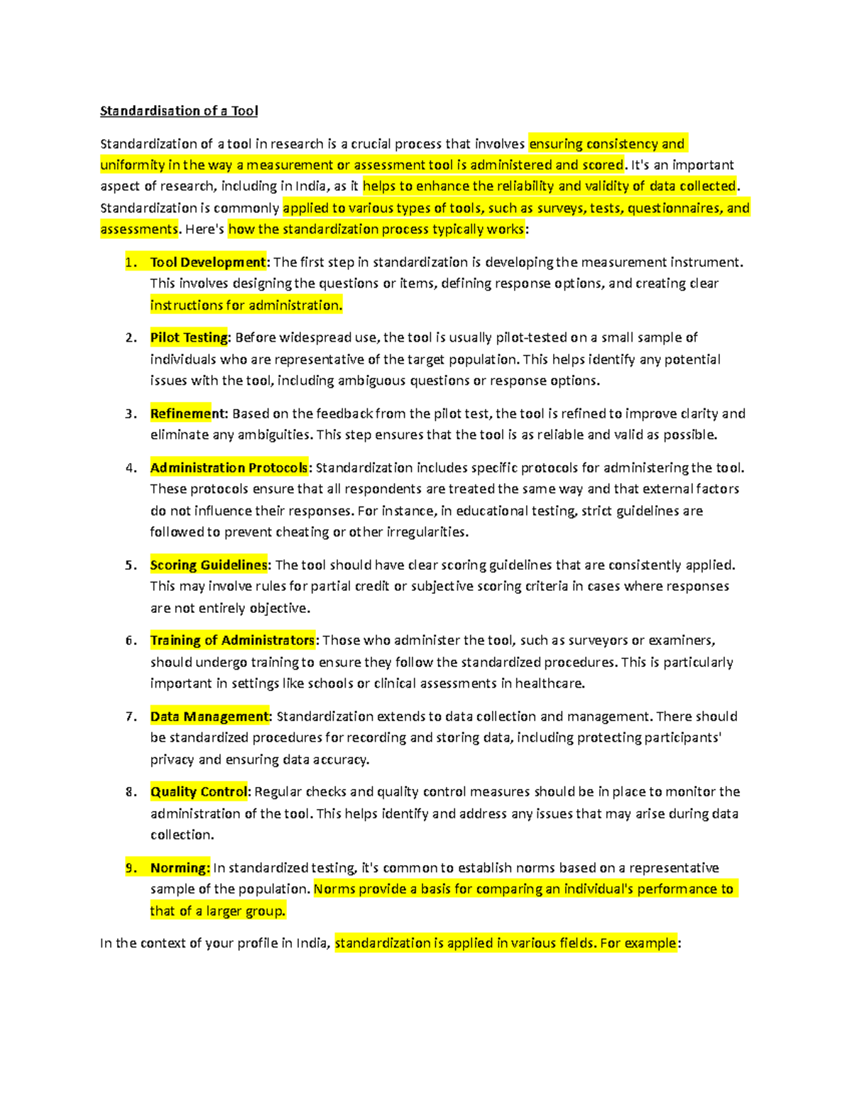 Standardisation of a Tool - Standardisation of a Tool Standardization ...