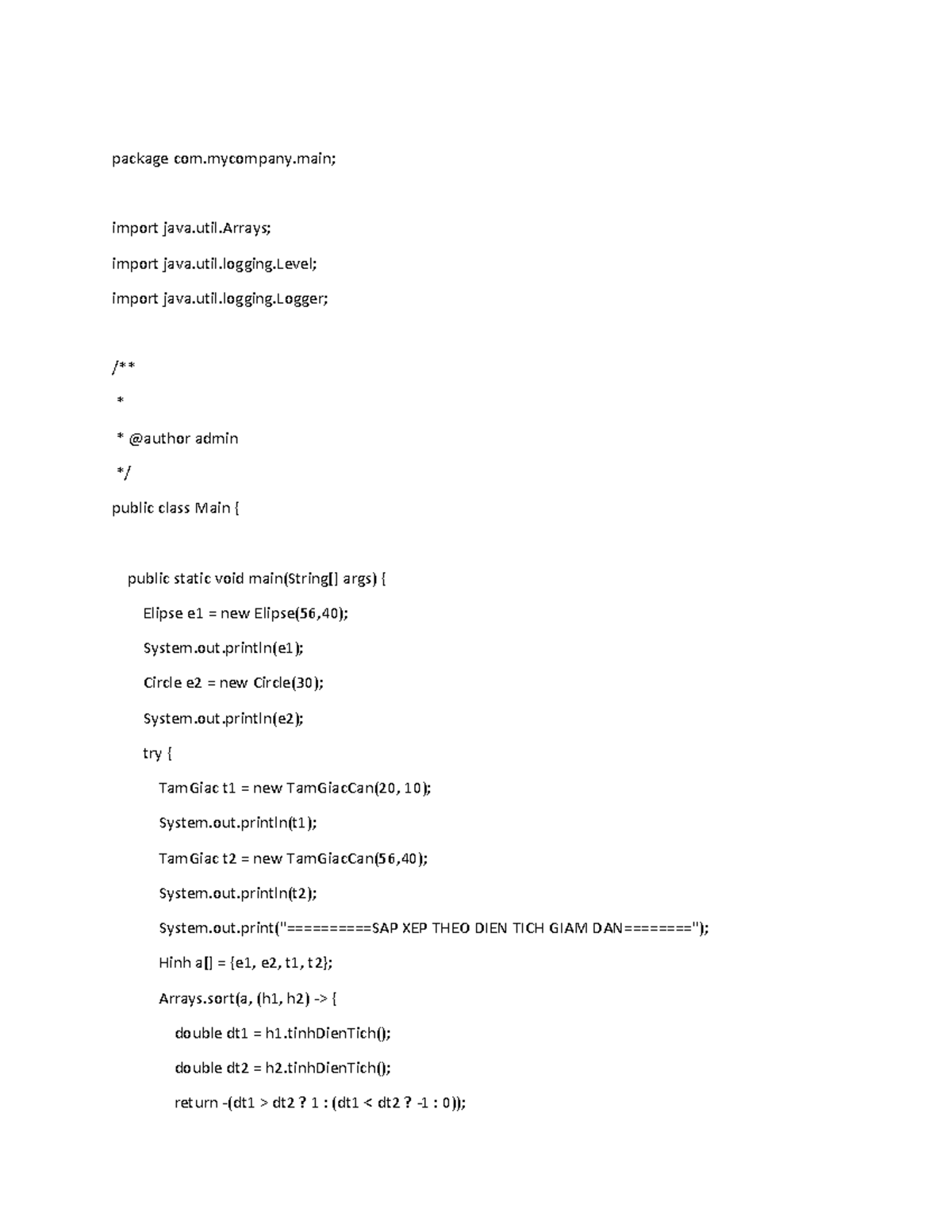 Java code for Circle Elipse Tam Giac - package com.mycompany; import ...