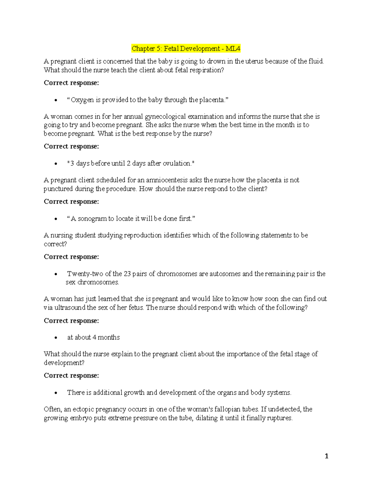 Chapter 5- Fetal Development - ML4 - What should the nurse teach the ...