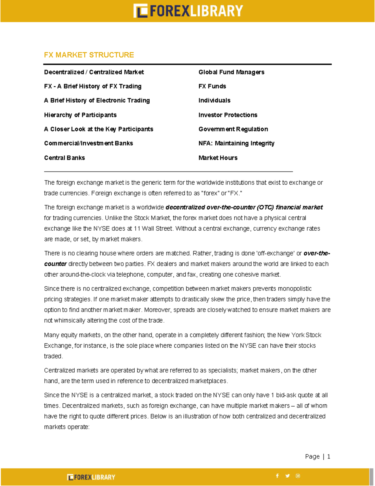 The Forex Library FREE Trading Guide 1 - FX MARKET STRUCTURE ...