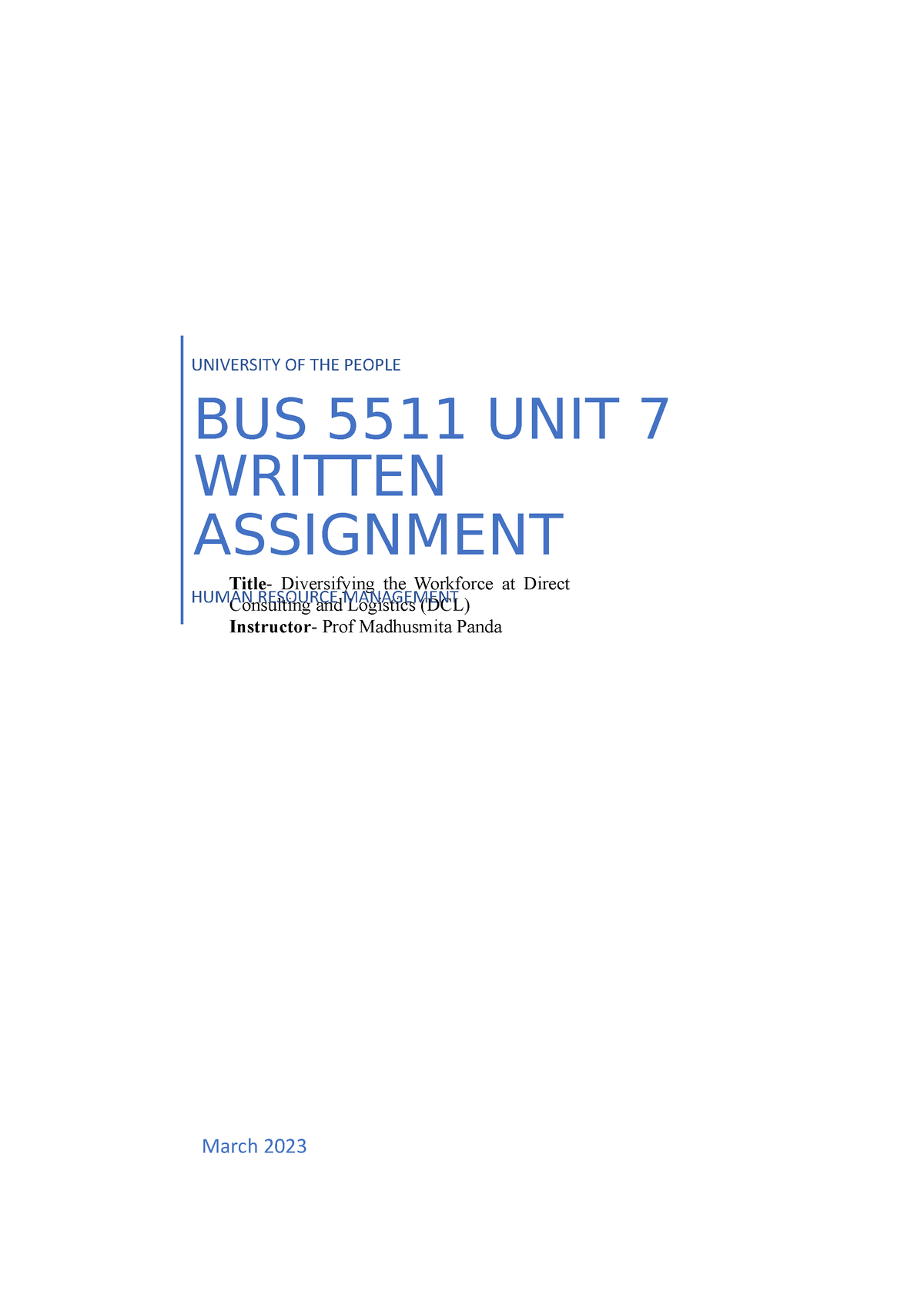 bus 5511 written assignment unit 7