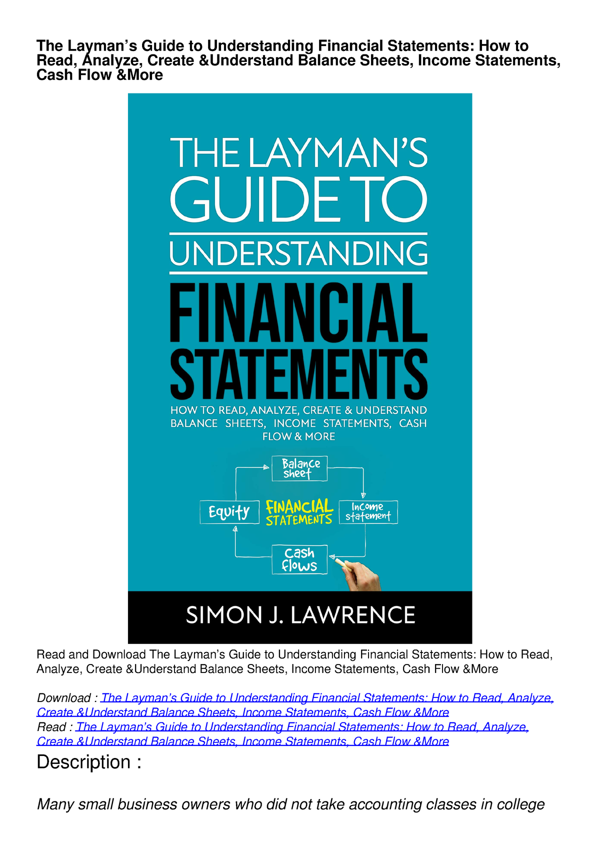 Get [PDF] Download The Layman's Guide To Understanding Financial