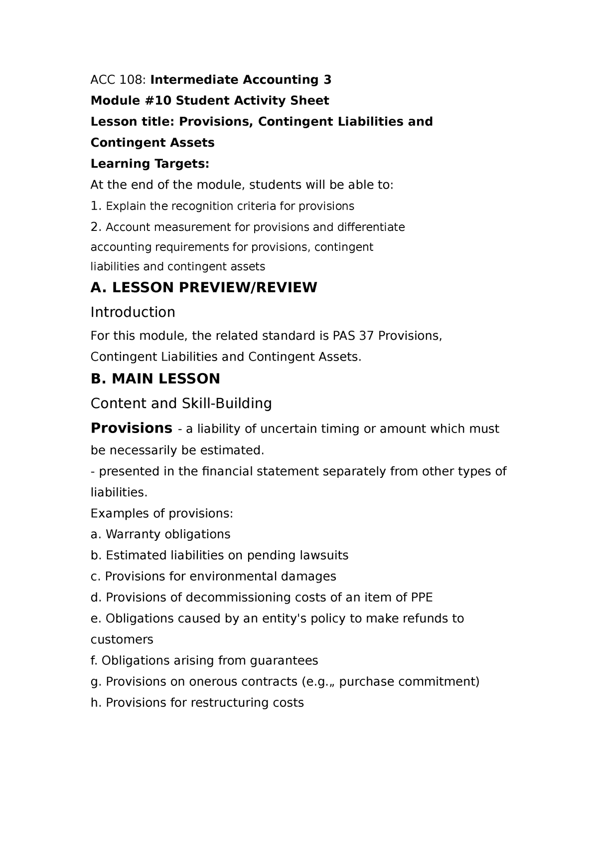 ACC 108- Intermediate Accounting 3 M10 - ACC 108: Intermediate ...