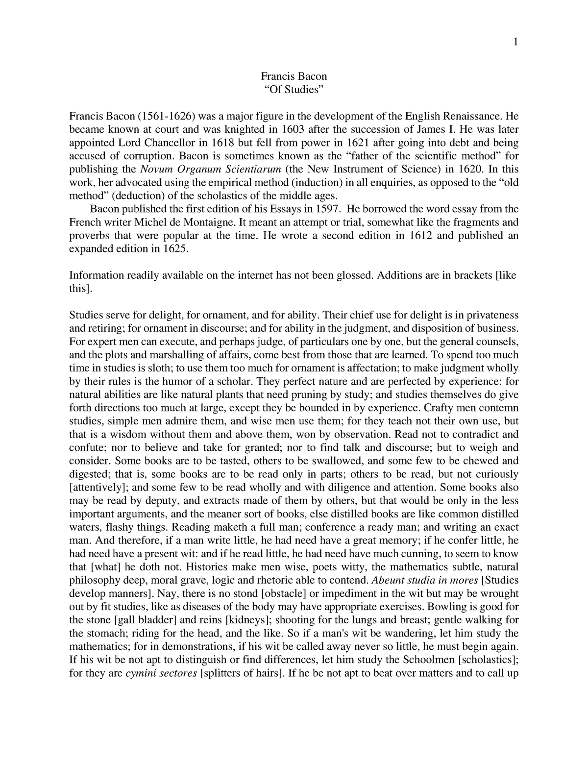francis bacon of studies essay pdf