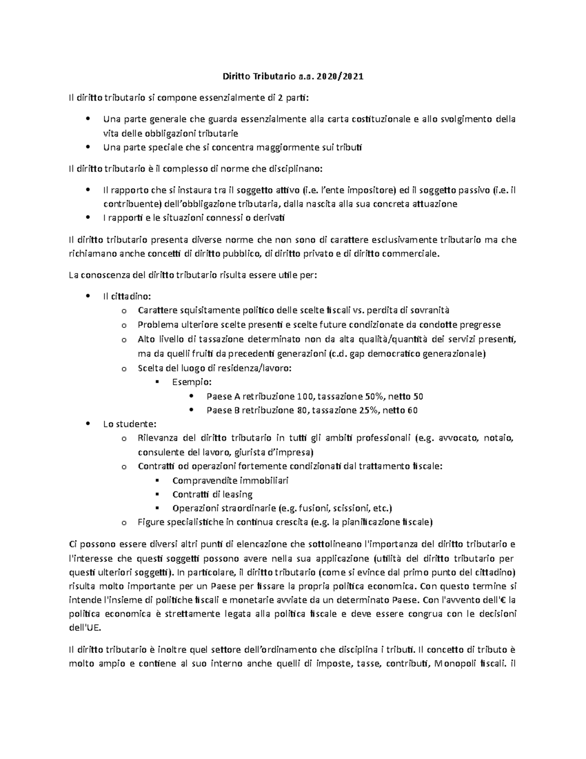 Diritto Tributario Il Diritto Tributario Si Compone Essenzialmente Di Parti Una Parte