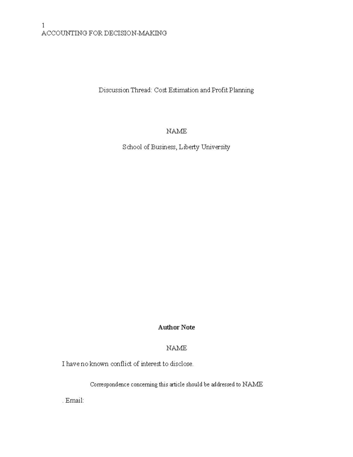 Discussion Thread- Cost Estimation and Profit Planning - ACCOUNTING FOR ...