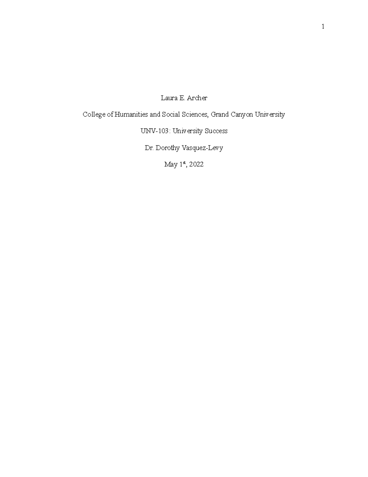 GCU handbook reflection Laura E. Archer College of Humanities and