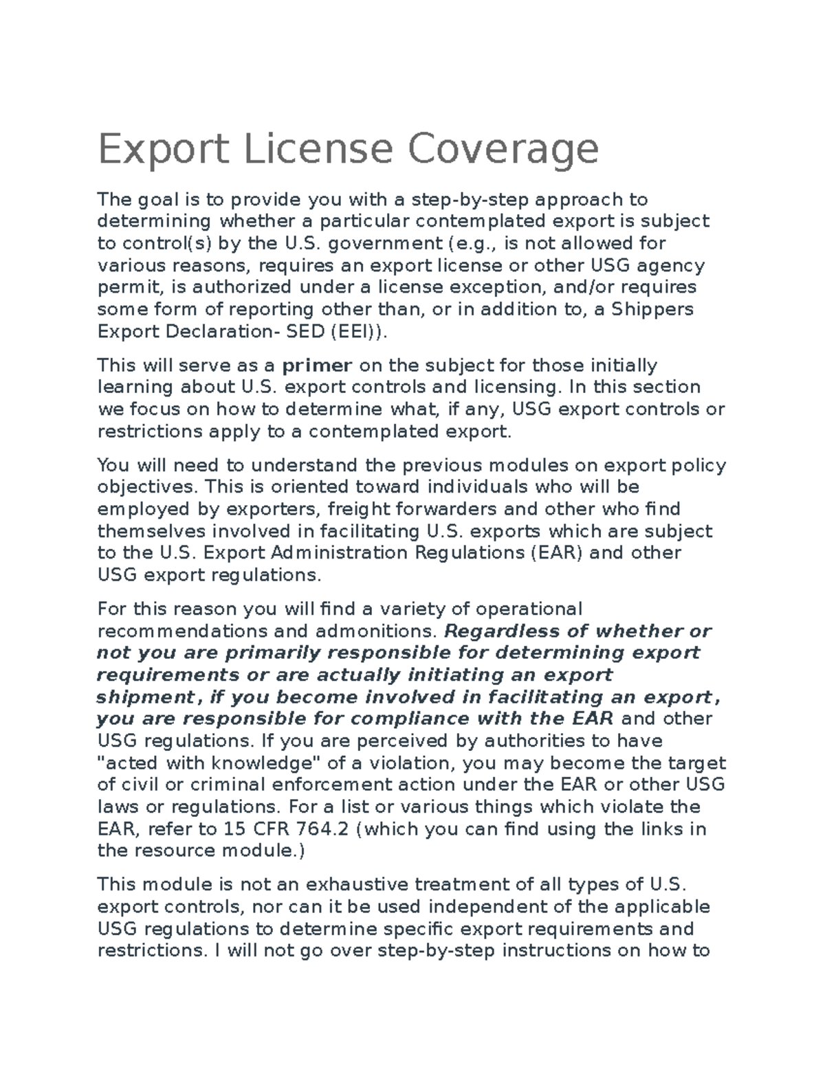 Licenses and Prohibitions - Readings & Resources - Export License ...
