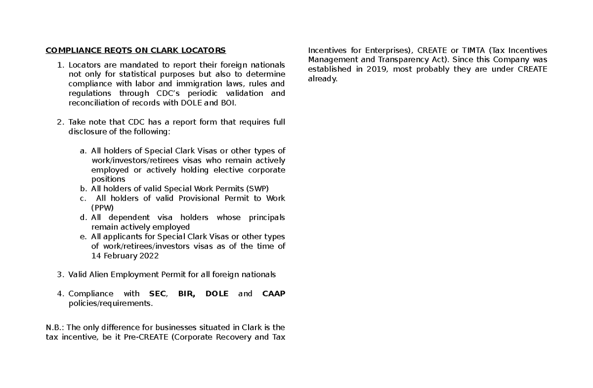 Compliance Reqts ON Clark Locators - COMPLIANCE REQTS ON CLARK LOCATORS ...
