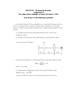 Practice Problem Set #2 - Solutions - MECH 315 - Mechanics 3 Fall 2022 ...