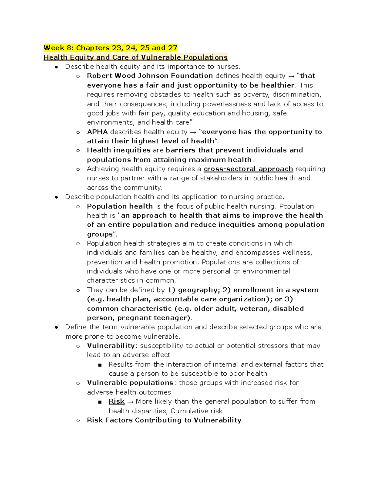 322 EXAM 3 (WEEK 8) - study guide - Week 8: Chapters 23, 24, 25 and 27 ...
