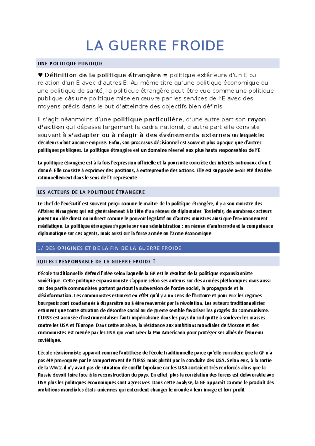 2 la guerre froide - cours ipm 2023 - LA GUERRE FROIDE UNE POLITIQUE ...