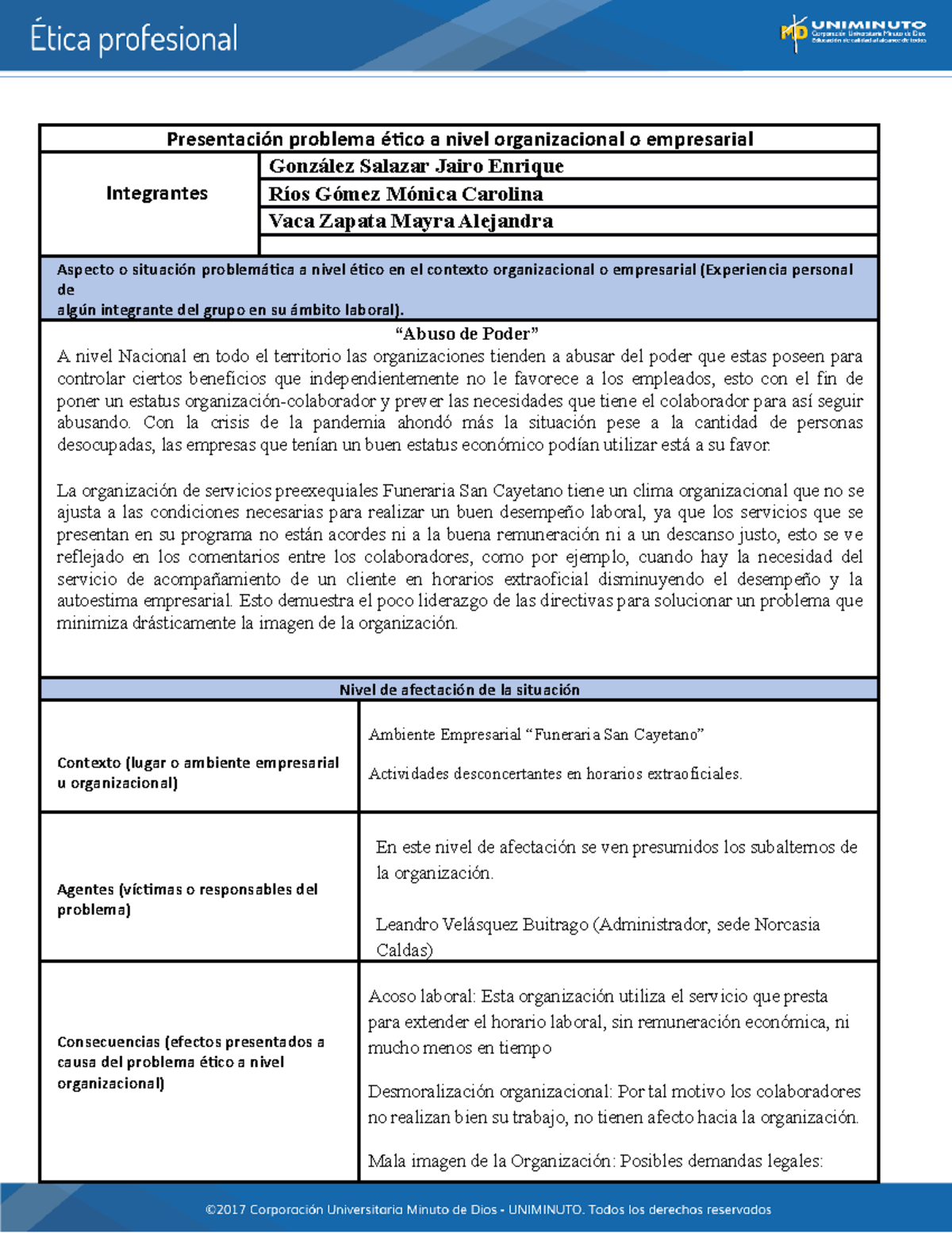 2 Actividad Etica Profesional - Presentación Problema ético A Nivel 