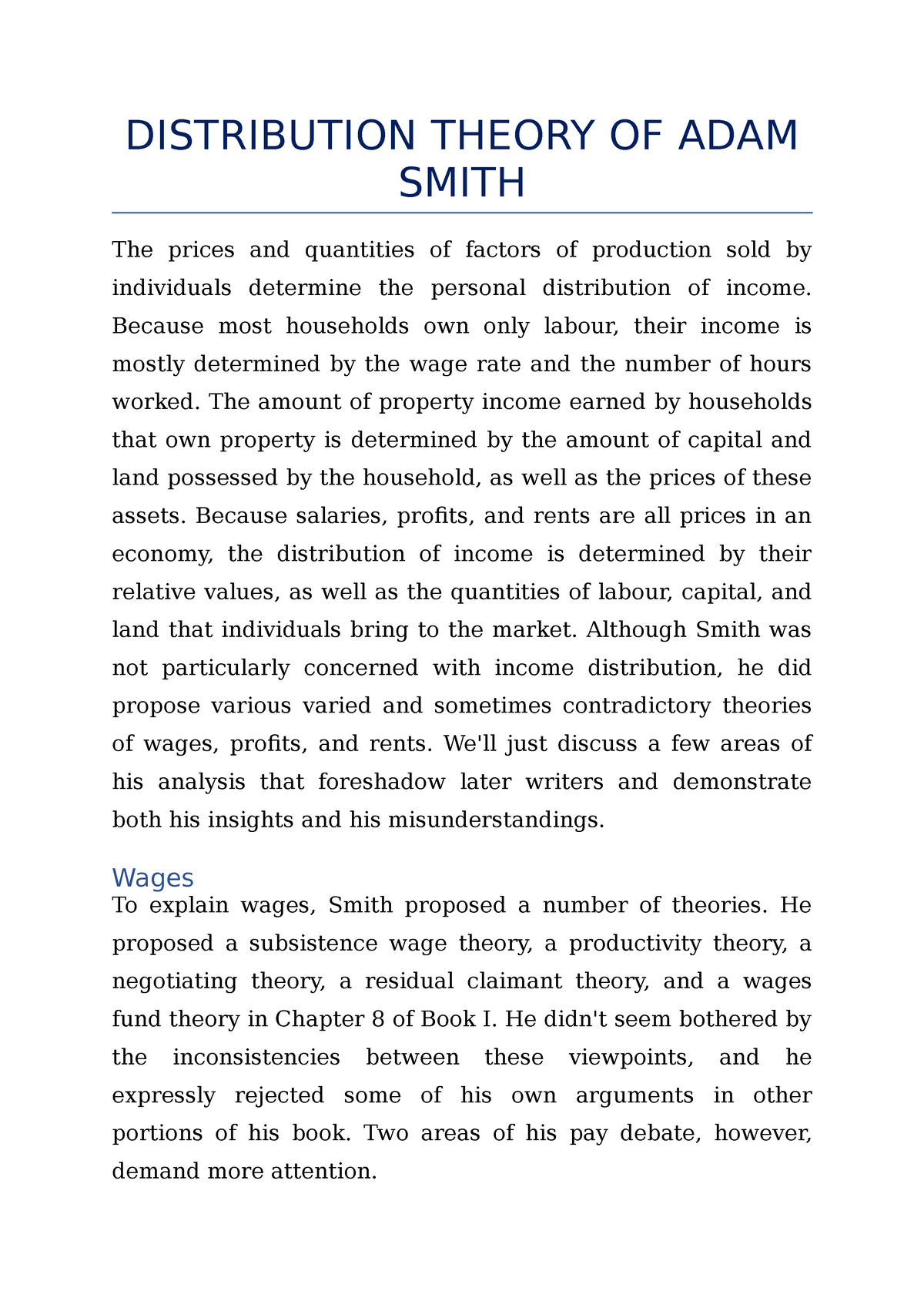 wage fund theory by adam smith