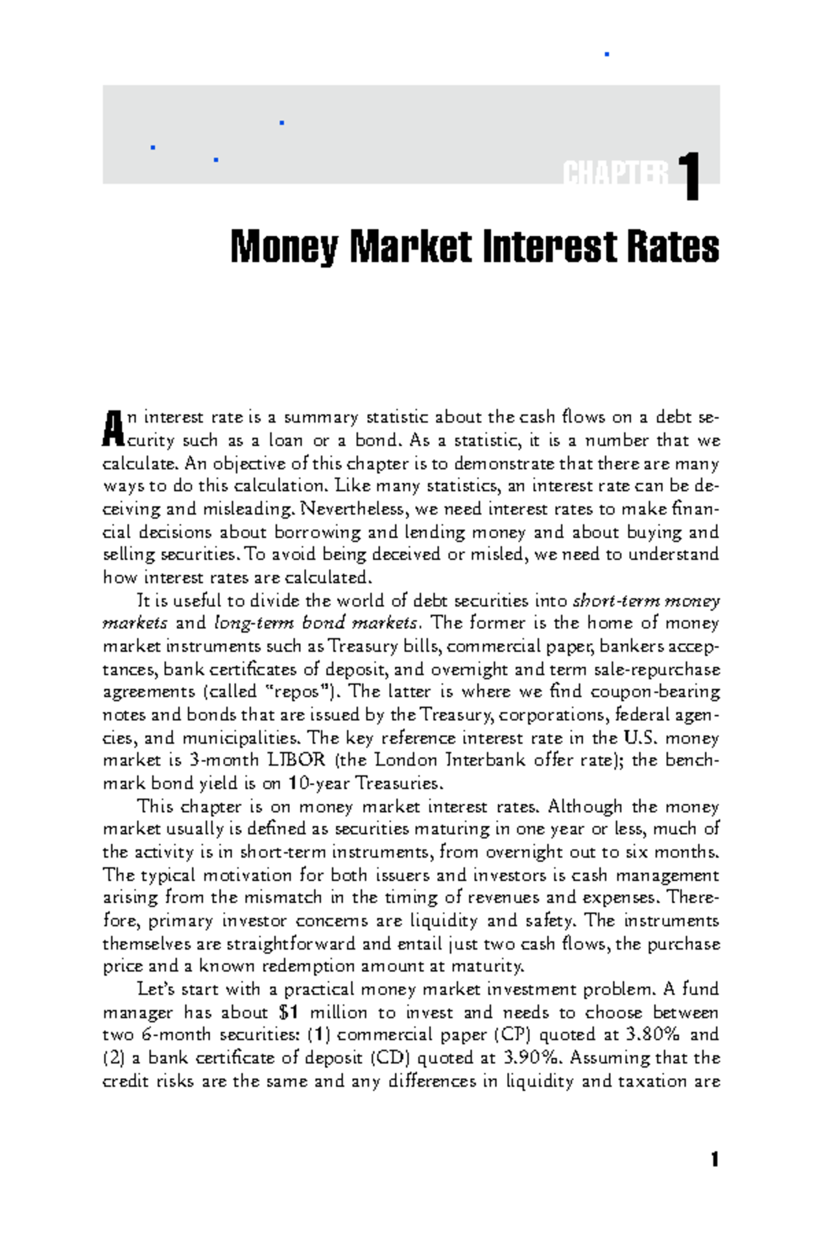 Bond Math 2 - 學習資源 - 1 CHAPTER 11 Money Market Interest Rates A n ...
