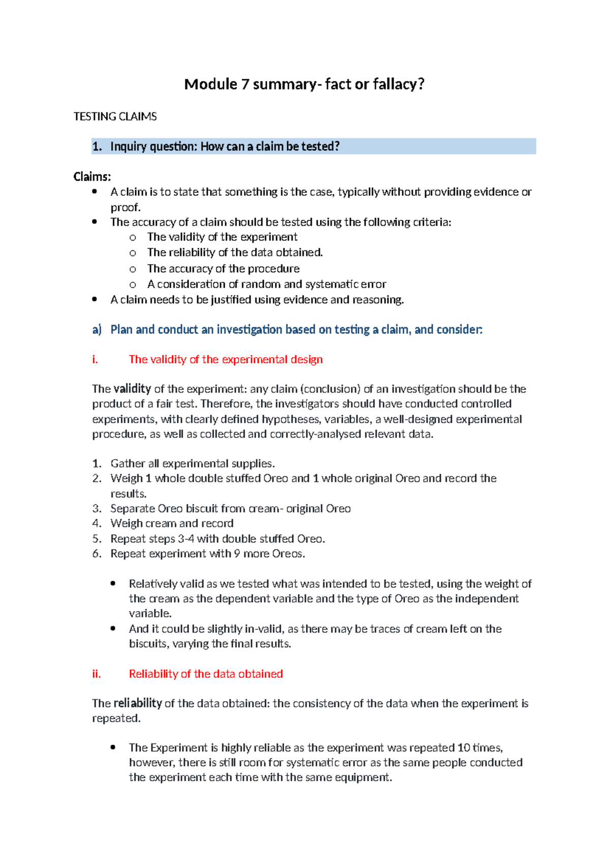 Module 7 Summary Preview - Module 7 Summary- Fact Or Fallacy? TESTING ...