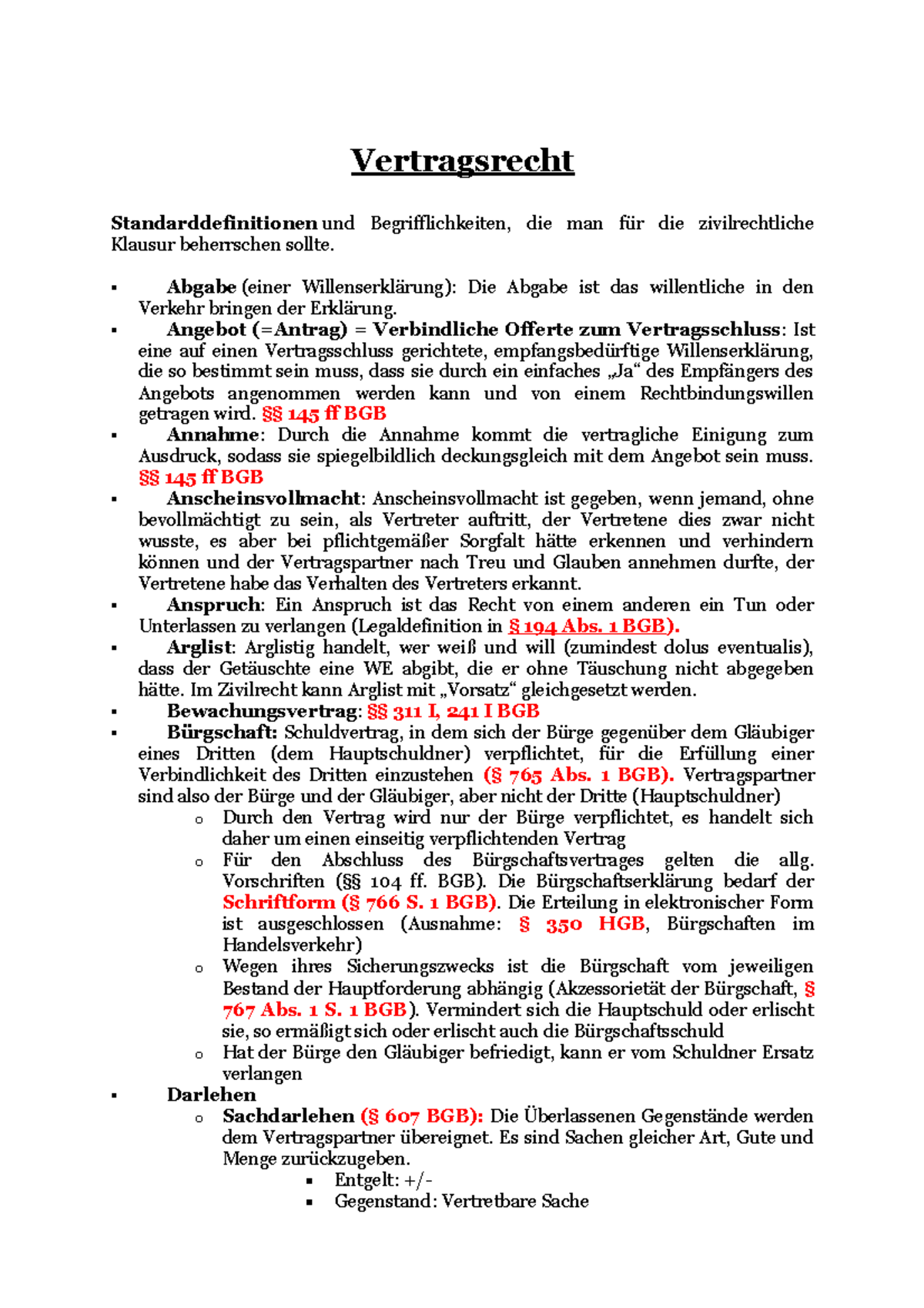 Vertragsrecht Übersicht - Vertragsrecht Standarddefinitionen und ...