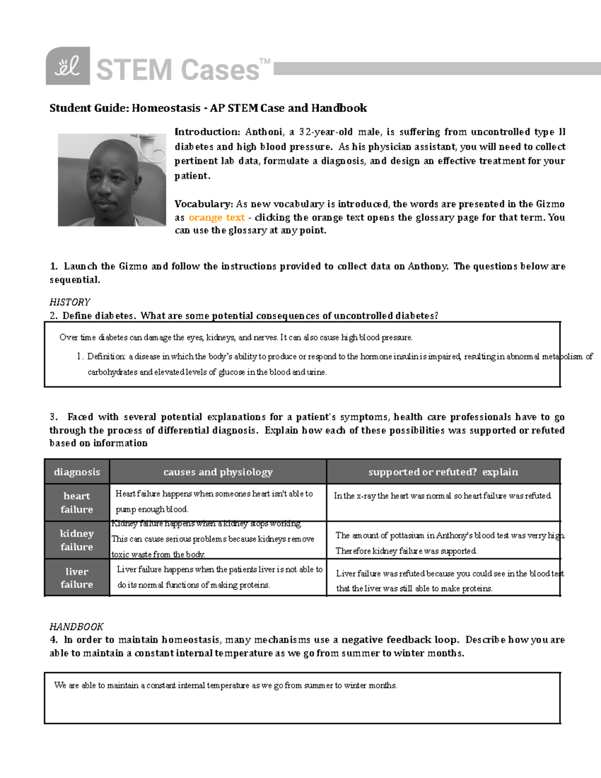 Charlie Kochlacs Homeostasis Gizmos Lab Farmer Student Guide Homeostasis AP STEM Case