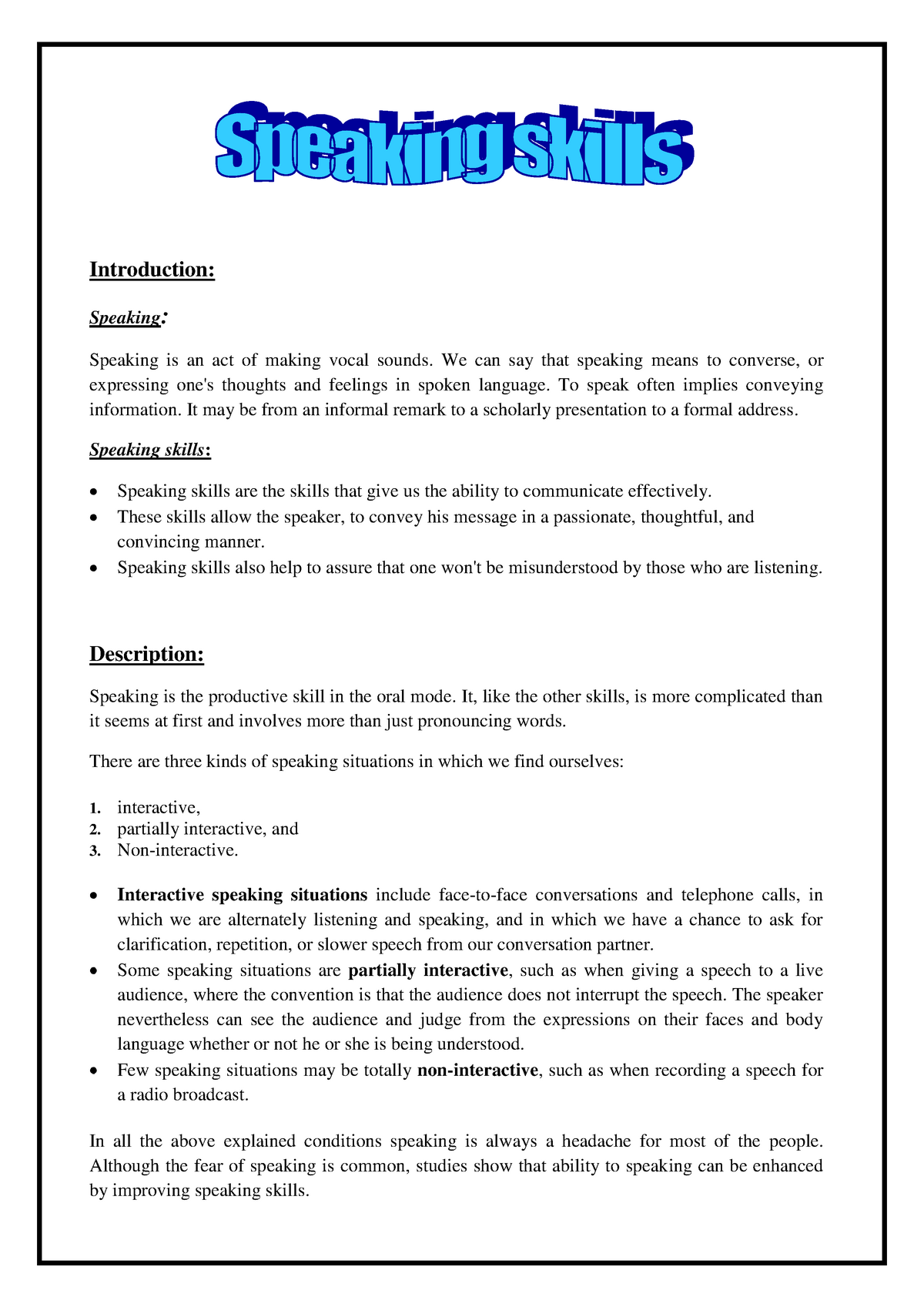 speaking skills thesis pdf