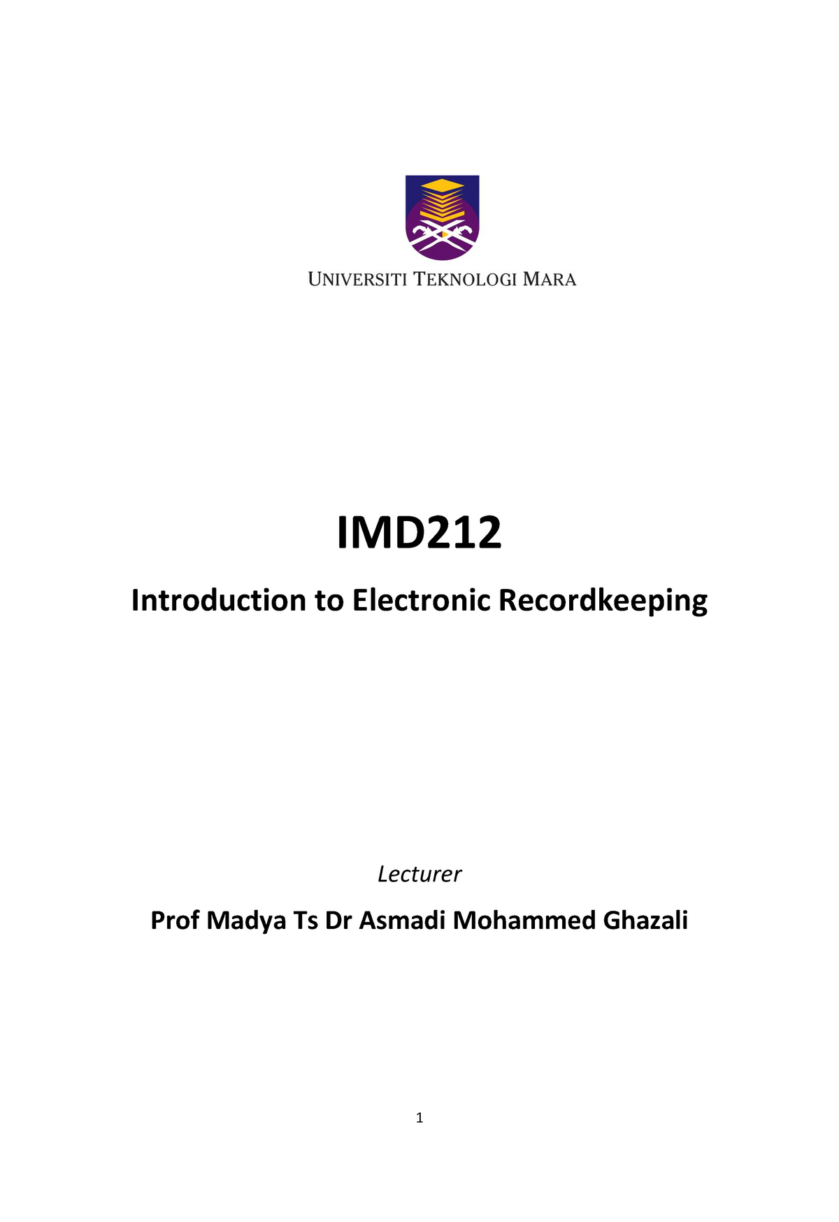 Notes IMD212- OKAY DONE OKAY DONE OKAY DONE - IMD Introduction to 