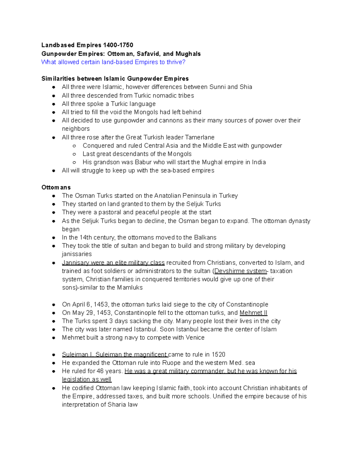 3 1 Gunpowder Empires AP World History unit cheat sheets/notes