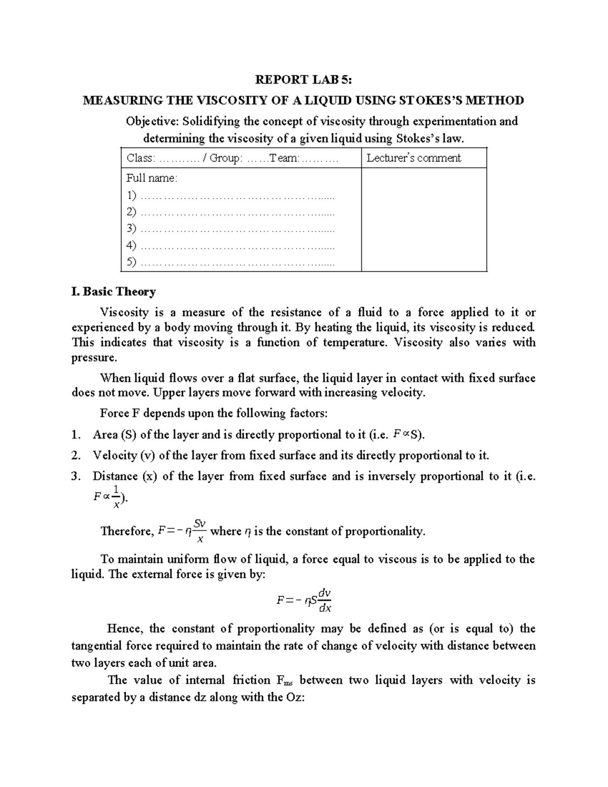 graded assignment lab report viscosity