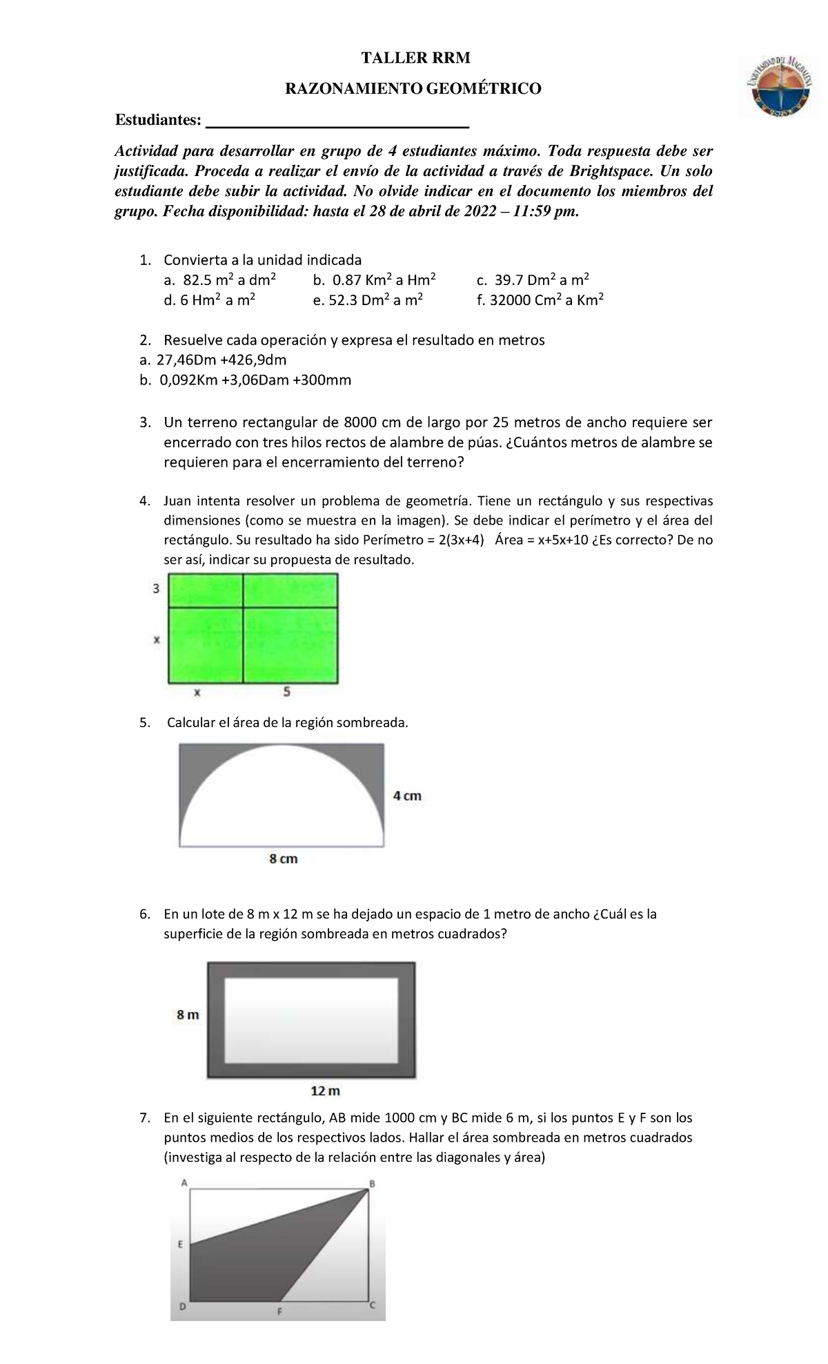 Cuantos Metros Cuadrados Son 1 Hectarea V6 Taller Geometría Razonamiento y representación matemática - TALLER RRM  RAZONAMIENTO GEOMÉTRICO - StuDocu
