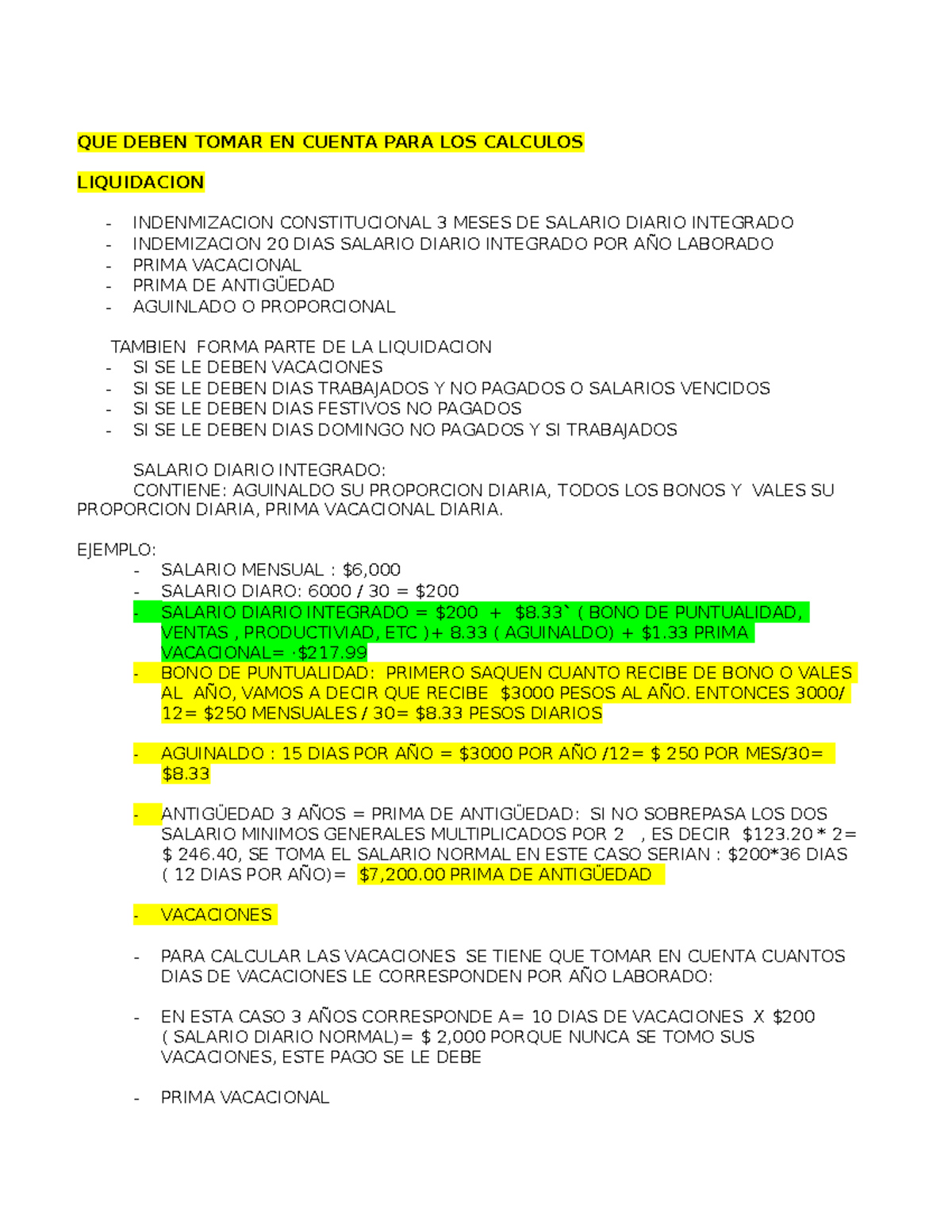 COMO Calcular MI Finquito Y Liquidacion - QUE DEBEN TOMAR EN CUENTA PARA  LOS CALCULOS LIQUIDACION - - Studocu