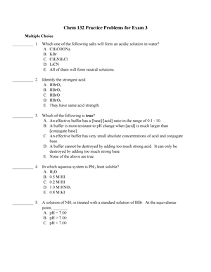 Chem 132 Practice Problems Exam 1 - Chem 132 Practice Problems for Exam ...