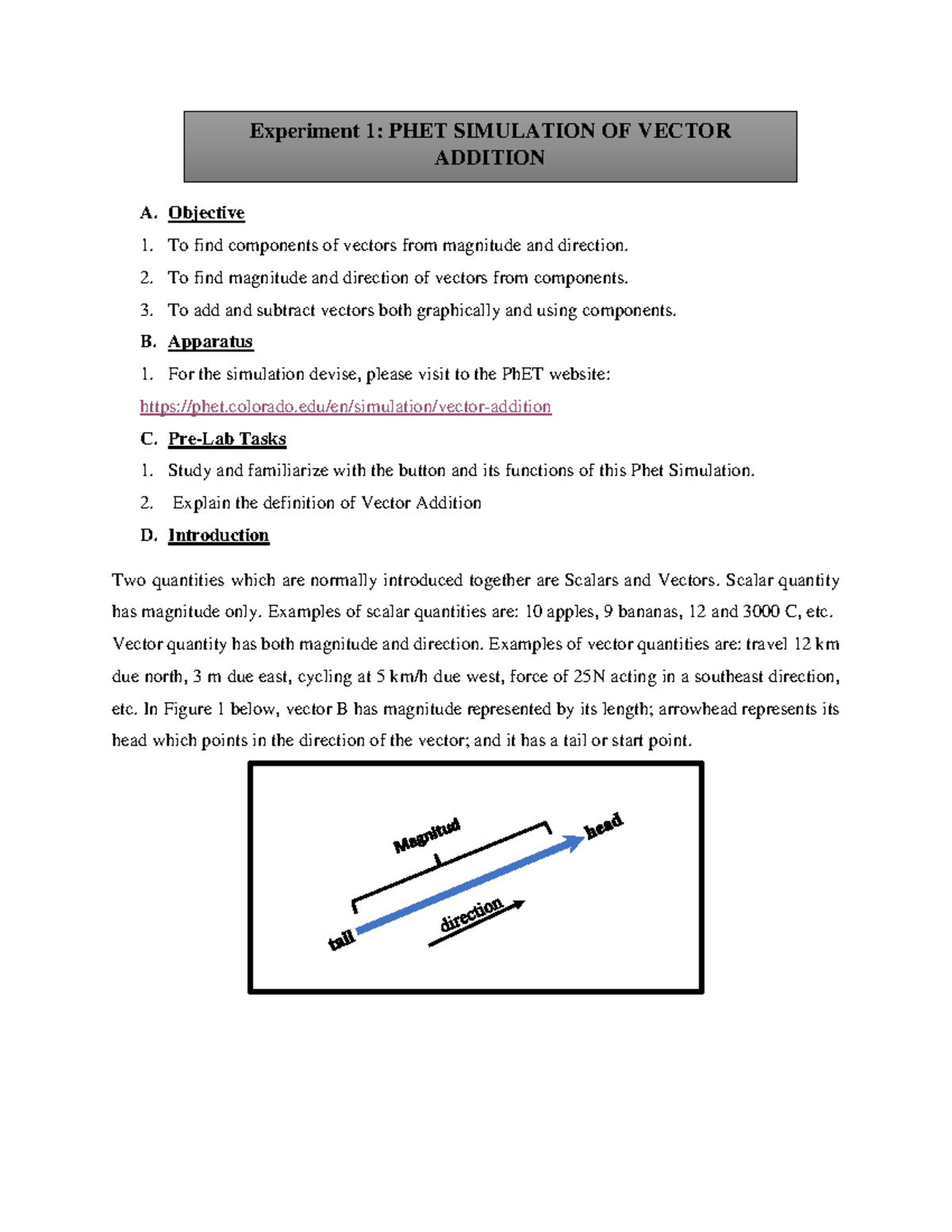 Vector Addition - LAB REPORT - A. Objective To find components of ...
