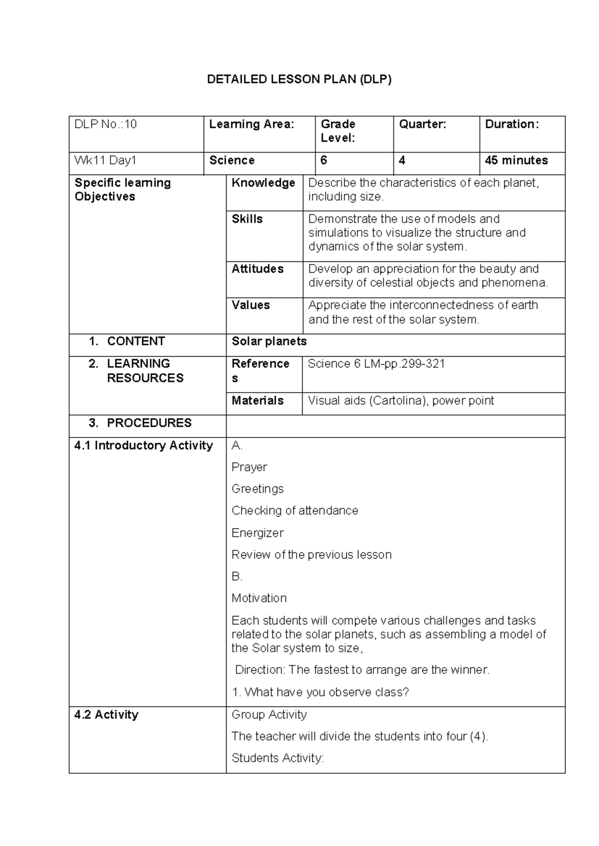 1lesson - research - DETAILED LESSON PLAN (DLP) DLP No.:10 Learning ...