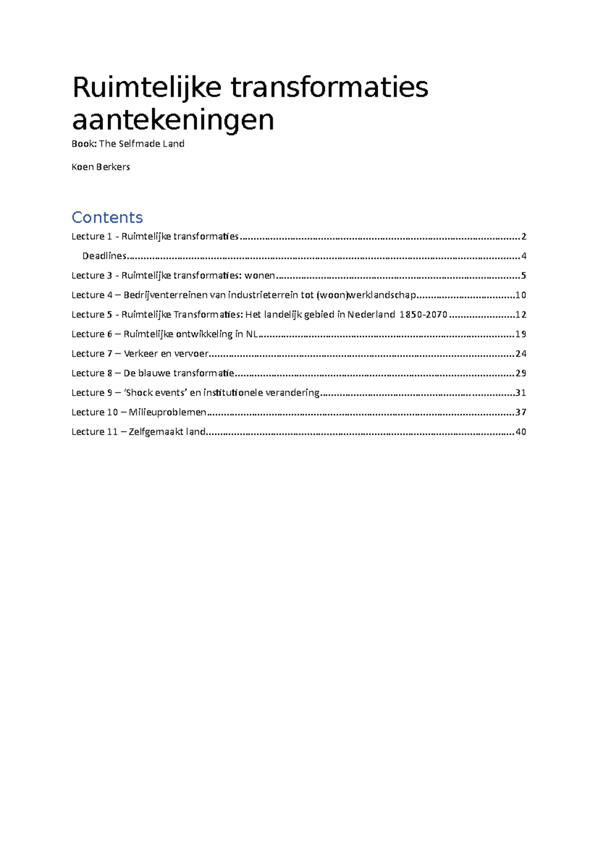 Ruimtelijke Transformaties Aantekeningen - Ruimtelijke Transformaties ...