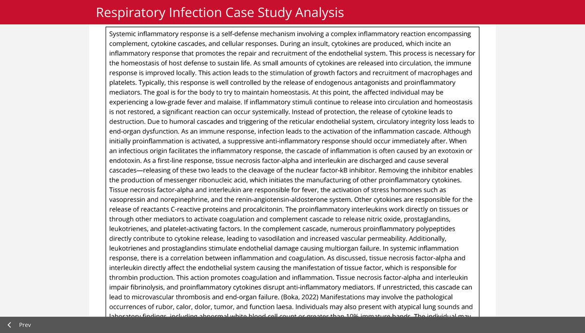 Respiratory Infection Case Study Analysis - Systemic inflammatory ...