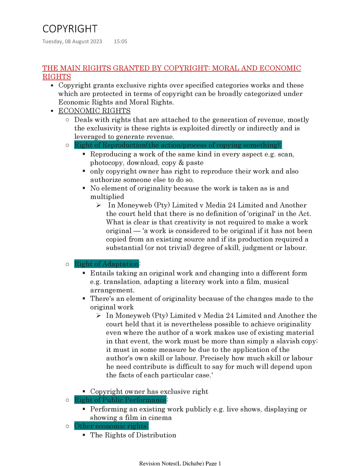 Copyright Notes - Dean & Dyer’s Introduction To Intellectual Property ...