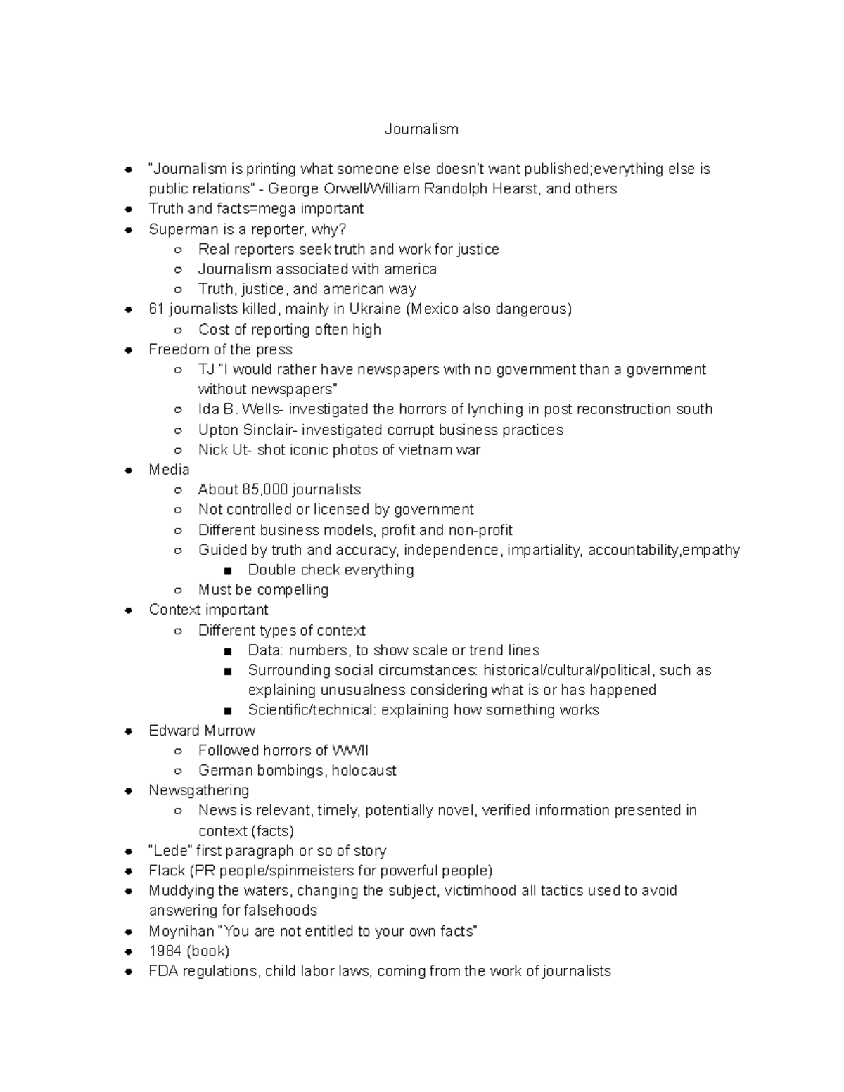 COM Notes 3 Journalism - Journalism “Journalism is printing what ...