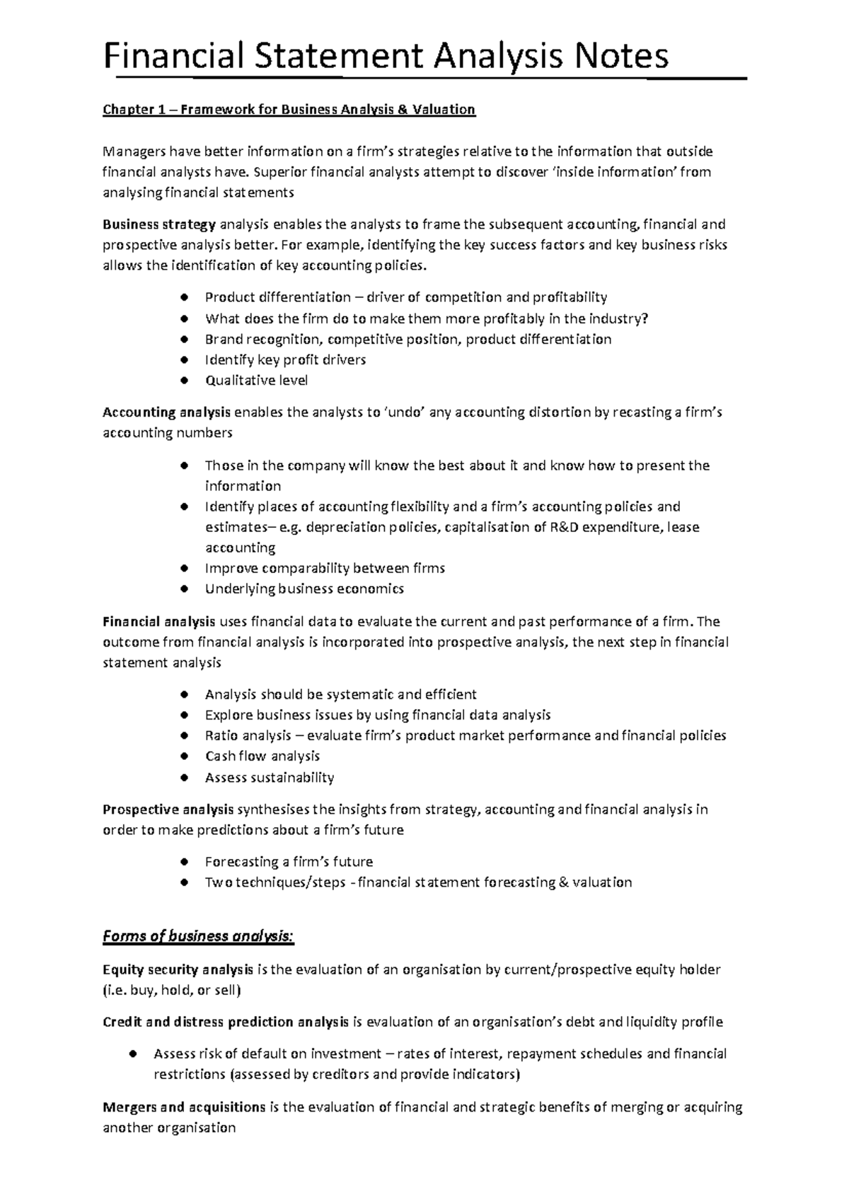 Financial-statement-analysis- Financial Statement Analysis Notes ...