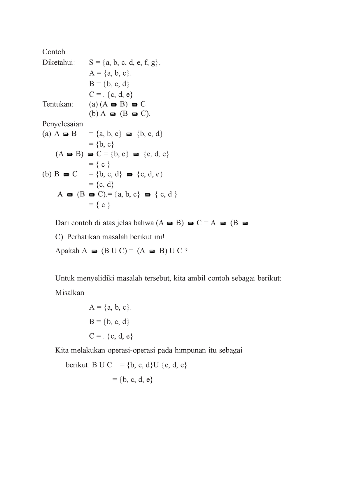 Contoh 2 Himpunan - Contoh. Diketahui: S = {a, B, C, D, E, F, G}. A ...