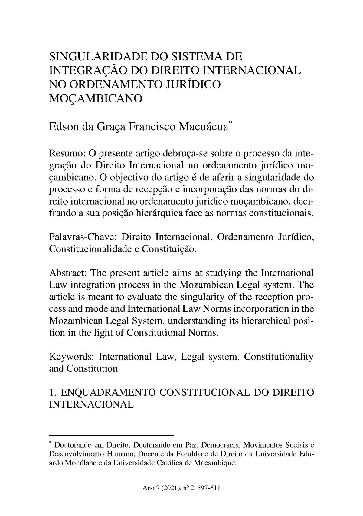 Singularidade Do Sistema De Integração Do Direito Internacional No Ordenamento Jurídico 1543