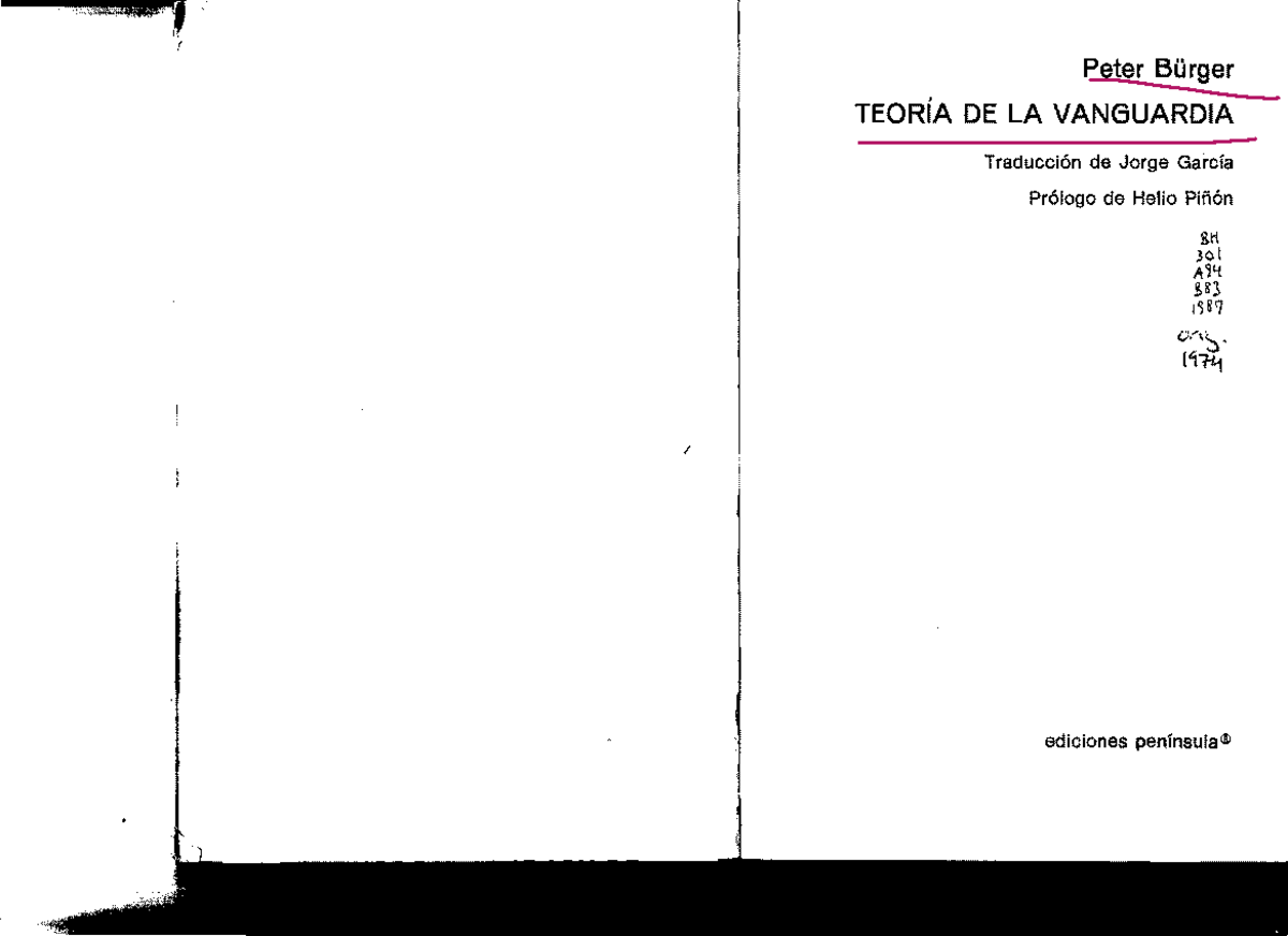 Buerger Peter Teoria de la vanguardia - 0 "- ,-tV e::: , ~ Q)