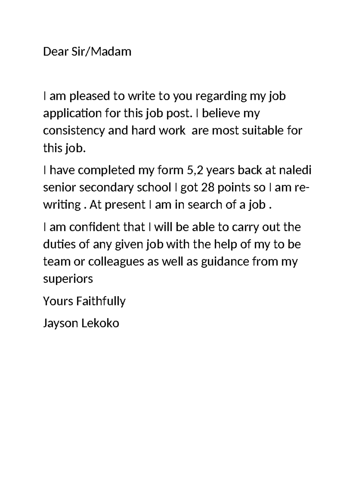 Dear Sir - notes - Dear Sir/Madam I am pleased to write to you ...
