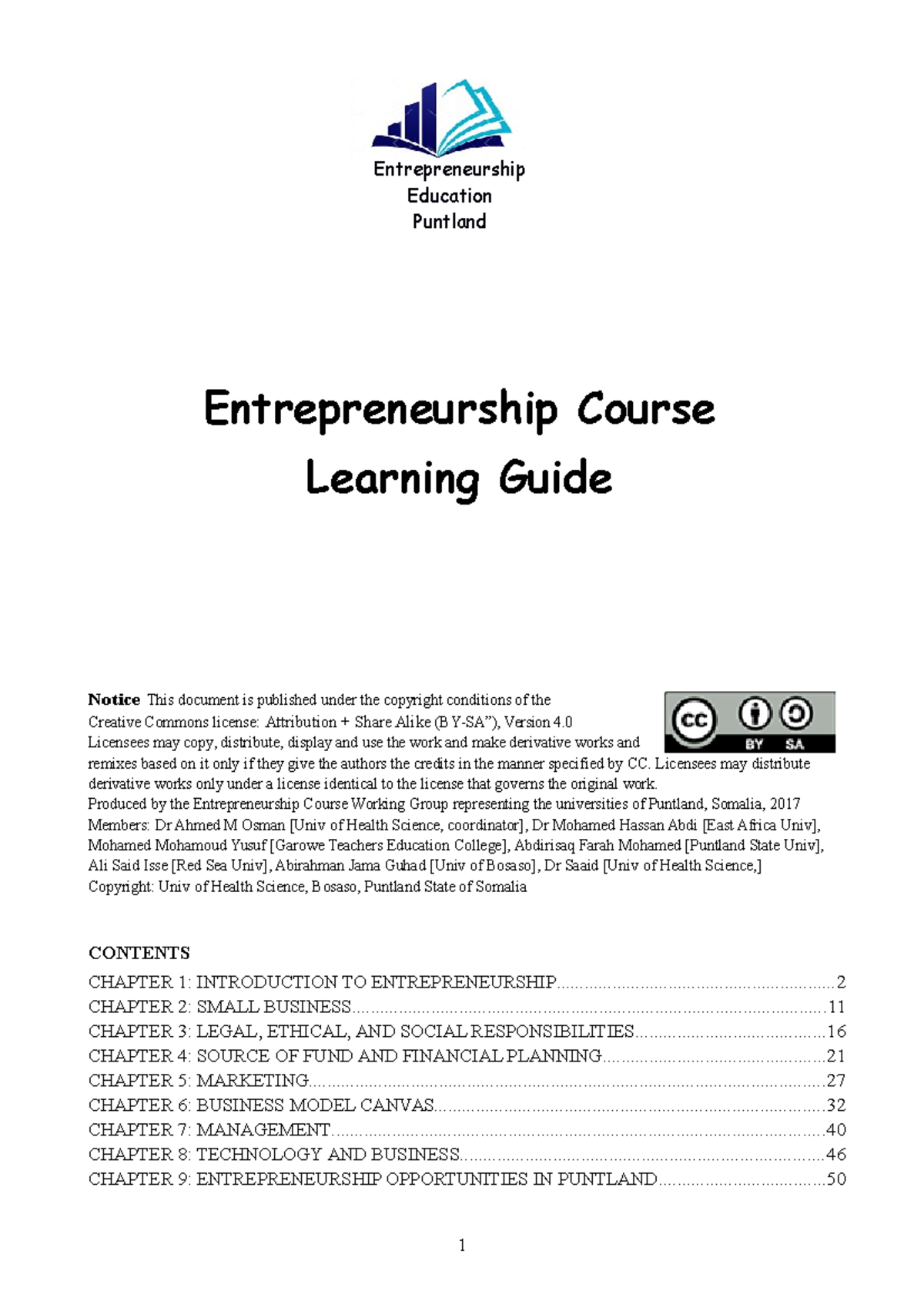 Entrepreneurship Course Learning Guide Final - Entrepreneurship Course ...