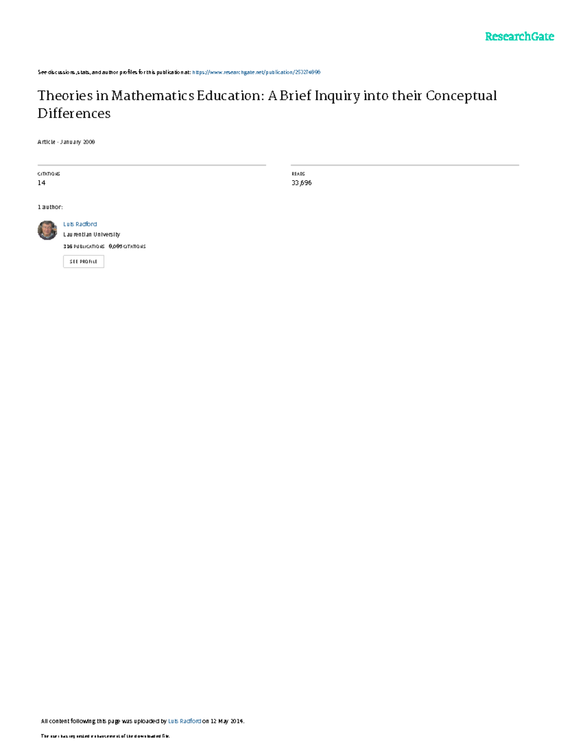 Theories in Mathematics Education A Brief Inquiry - See discussions ...