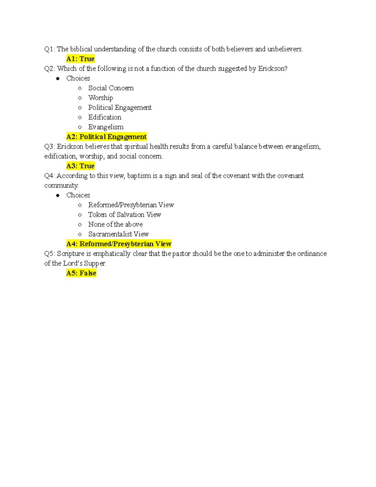 Quiz 9 - Quiz 9 - Q1: The Biblical Understanding Of The Church Consists ...