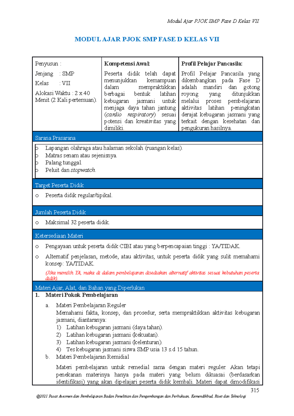 12 Modul AJAR Aktivitas Kebugaran Jasmani 27 07 2021 - MODUL AJAR PJOK ...