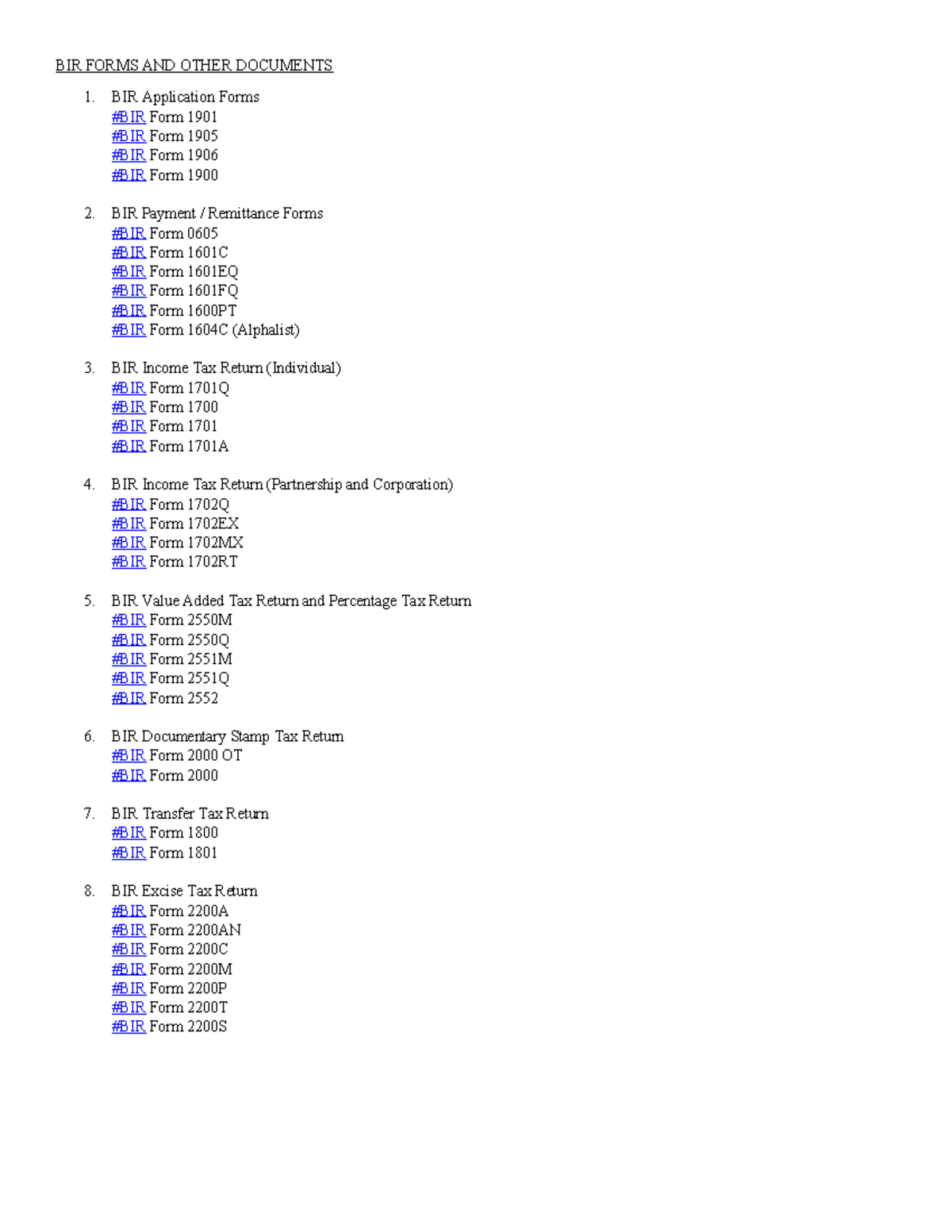 BIR Forms AND Other Documents - BIR FORMS AND OTHER DOCUMENTS BIR ...