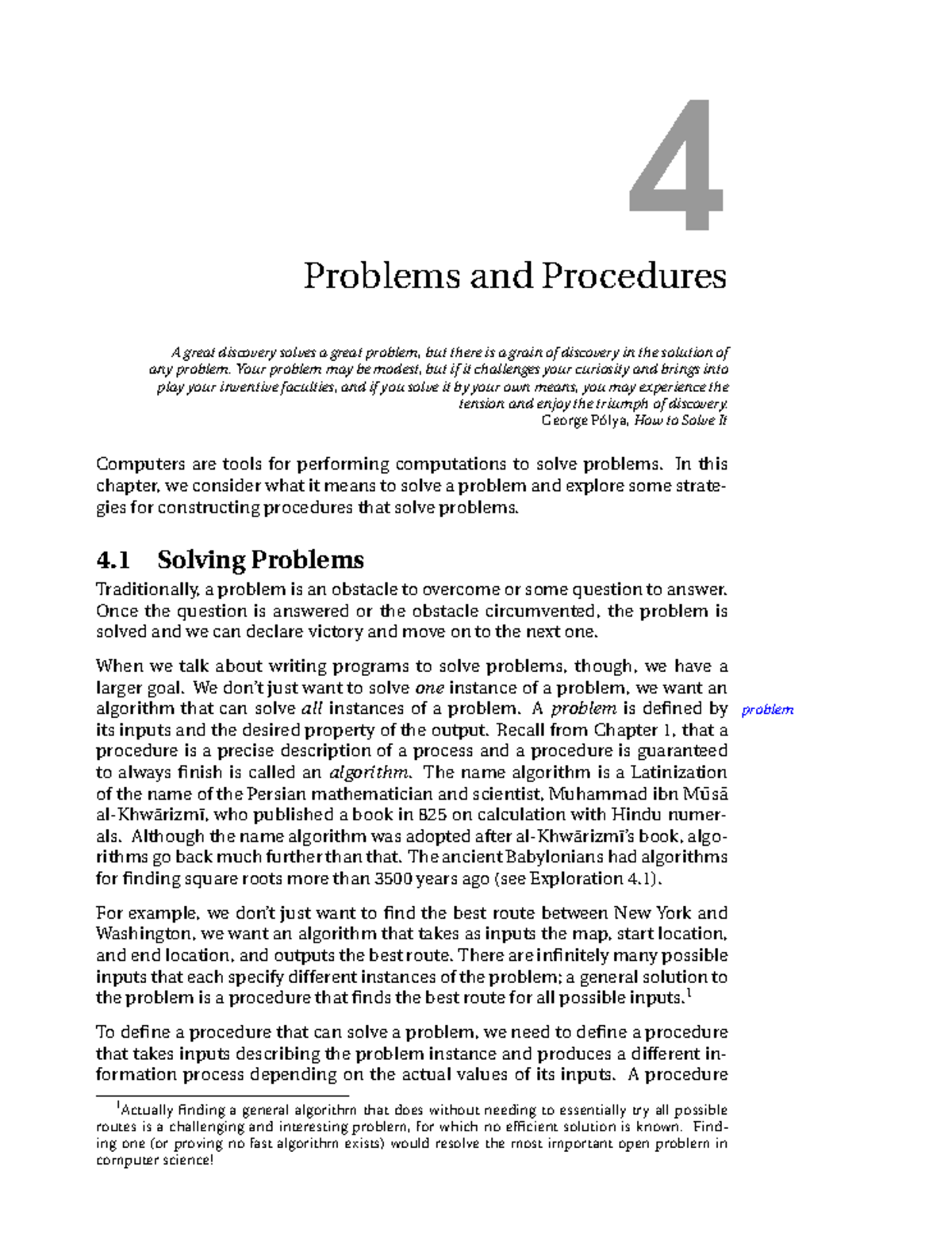 Chapter Four Introduction to Computing - 4 Problems and Procedures A ...