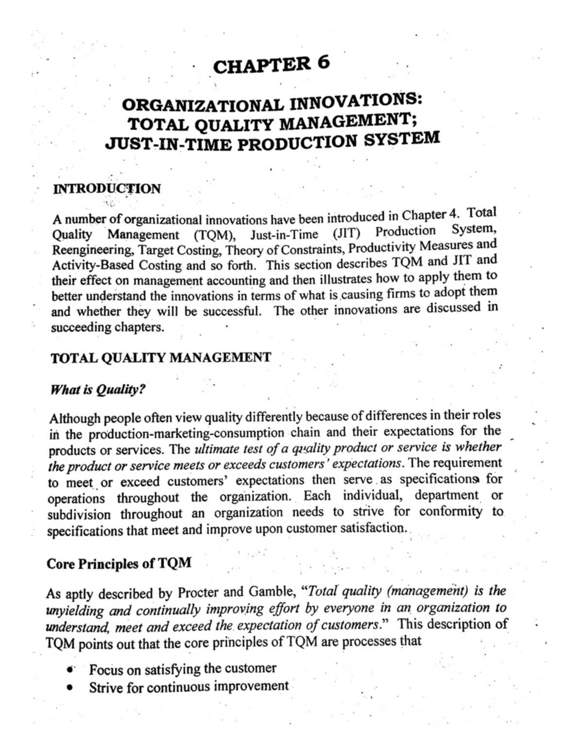 23 TQM and Just in time - NOTES - Business Analysis - Studocu